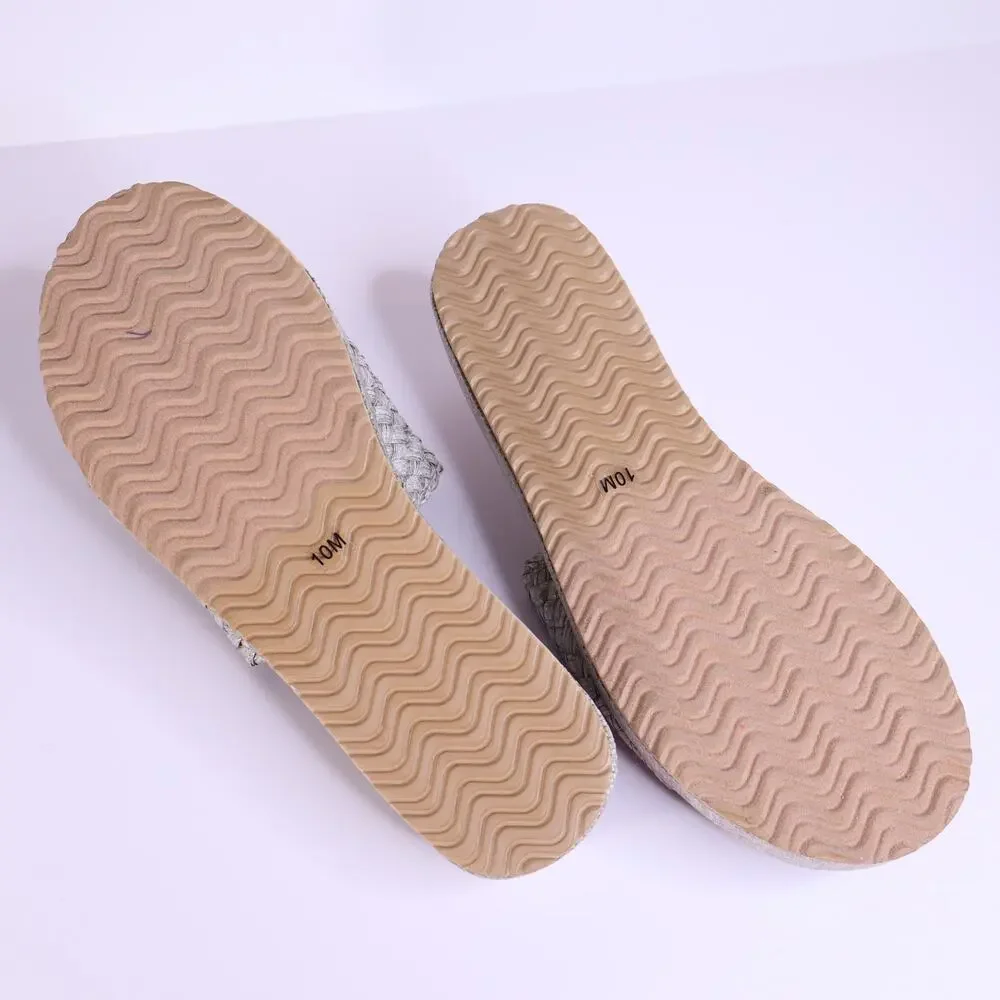 BEACH by Matisse Cairo Platform Sandal Gray Raffia Slip Espadrille  Women's 10M
